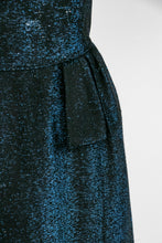 Load image into Gallery viewer, 1960s Dress Metallic Lamé Blue Wiggle M