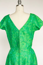Load image into Gallery viewer, 1960s Dress Green Brocade Fitted Cocktail Wiggle M