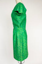 Load image into Gallery viewer, 1960s Dress Green Brocade Fitted Cocktail Wiggle M