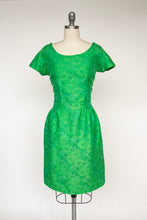 Load image into Gallery viewer, 1960s Dress Green Brocade Fitted Cocktail Wiggle M