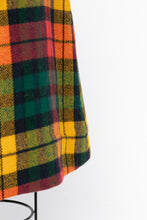 Load image into Gallery viewer, 1970s Wool Mini Skirt Plaid High Waist A-Line Pleated XS