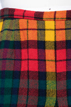 Load image into Gallery viewer, 1970s Wool Mini Skirt Plaid High Waist A-Line Pleated XS