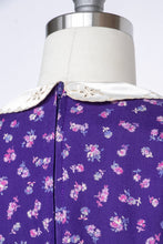 Load image into Gallery viewer, 1970s Dress Belle France Floral Purple Rayon S