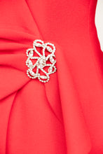 Load image into Gallery viewer, 1990s Suit Carolina Herrera Red Crepe Silk Skirt Jacket S/XS