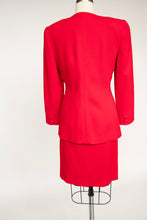 Load image into Gallery viewer, 1990s Suit Carolina Herrera Red Crepe Silk Skirt Jacket S/XS