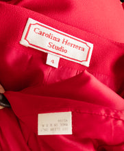 Load image into Gallery viewer, 1990s Suit Carolina Herrera Red Crepe Silk Skirt Jacket S/XS