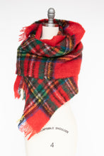 Load image into Gallery viewer, 1960s Scarf Mohair Wool Scottish Plaid Knit Oversized Wrap