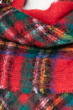 Load image into Gallery viewer, 1960s Scarf Mohair Wool Scottish Plaid Knit Oversized Wrap