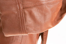 Load image into Gallery viewer, 1970s Leather Jacket Hooded Brown Cropped Belted S / XS