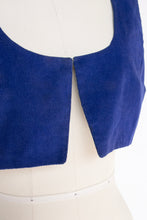 Load image into Gallery viewer, 1970s Cropped Vest Top Blue Corduroy S