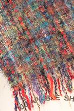 Load image into Gallery viewer, 1970s Irish Wool Oversized Woven Knit Fringe Shawl Wrap Scarf