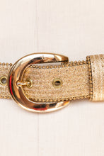 Load image into Gallery viewer, 1980s Belt Metallic Gold Glitter Leather Cinch Waist Chain