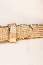 Load image into Gallery viewer, 1980s Belt Metallic Gold Glitter Leather Cinch Waist Chain