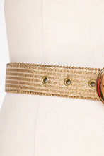 Load image into Gallery viewer, 1980s Belt Metallic Gold Glitter Leather Cinch Waist Chain