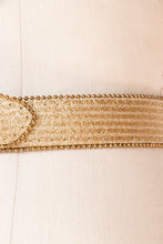Load image into Gallery viewer, 1980s Belt Metallic Gold Glitter Leather Cinch Waist Chain
