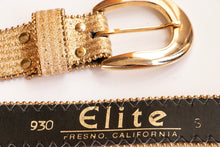 Load image into Gallery viewer, 1980s Belt Metallic Gold Glitter Leather Cinch Waist Chain