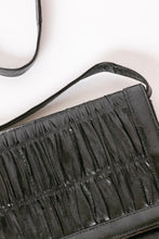 Load image into Gallery viewer, 1980s Eel Skin Purse Black Shoulder Bag Envelope Clutch