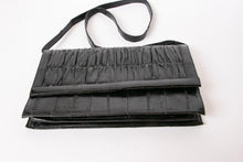 Load image into Gallery viewer, 1980s Eel Skin Purse Black Shoulder Bag Envelope Clutch