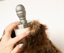 Load image into Gallery viewer, 1960s Fur Coat Brown Muskrat Chevron Stripes S/M