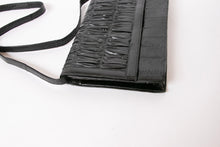 Load image into Gallery viewer, 1980s Eel Skin Purse Black Shoulder Bag Envelope Clutch