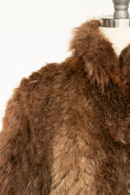 Load image into Gallery viewer, 1960s Fur Coat Brown Muskrat Chevron Stripes S/M