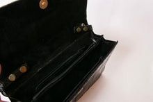 Load image into Gallery viewer, 1980s Eel Skin Purse Black Shoulder Bag Envelope Clutch