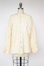 Load image into Gallery viewer, 1960s Cardigan Sequin Cream Wool Knit Sweater M