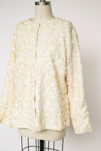 Load image into Gallery viewer, 1960s Cardigan Sequin Cream Wool Knit Sweater M