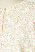Load image into Gallery viewer, 1960s Cardigan Sequin Cream Wool Knit Sweater M