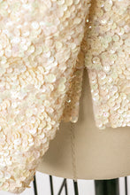 Load image into Gallery viewer, 1960s Cardigan Sequin Cream Wool Knit Sweater M