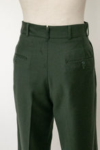 Load image into Gallery viewer, 1950s Pants Military Army Green Wool Serge High Waist Trouser 27" x 28"