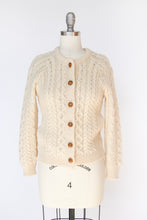Load image into Gallery viewer, 1970s Irish Wool Cardigan Fisherman Sweater Knit XS