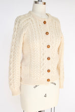 Load image into Gallery viewer, 1970s Irish Wool Cardigan Fisherman Sweater Knit XS