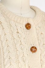Load image into Gallery viewer, 1970s Irish Wool Cardigan Fisherman Sweater Knit XS
