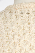 Load image into Gallery viewer, 1970s Irish Wool Cardigan Fisherman Sweater Knit XS