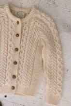 Load image into Gallery viewer, 1970s Irish Wool Cardigan Fisherman Sweater Knit XS