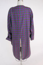 Load image into Gallery viewer, 1980s Wool Shirt Jacket Plaid Purple Long Line L/ M