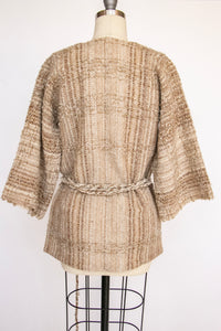 1970s Wool Jacket Hand Woven Cardigan S