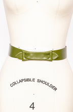 Load image into Gallery viewer, 1950s Belt Green Leather Bow Waist Cinch S / XS