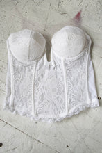 Load image into Gallery viewer, 1990s Bustier White Lace Boned Corset Bra Top 36 A