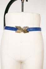 Load image into Gallery viewer, 1980s Belt Snakeskin Leather Waist Cinch Blue