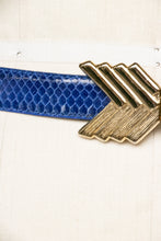 Load image into Gallery viewer, 1980s Belt Snakeskin Leather Waist Cinch Blue