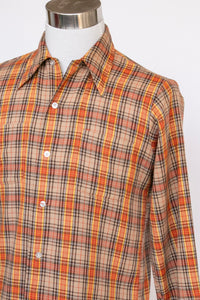1970s Men's Shirt Plaid Button Up Dee Dee M