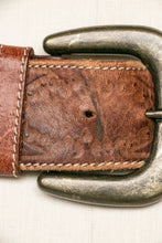 Load image into Gallery viewer, 1970s Thick Stamped Leather Belt Brown Tooled S
