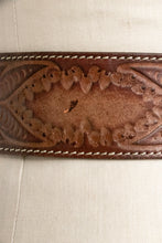 Load image into Gallery viewer, 1970s Thick Stamped Leather Belt Brown Tooled S