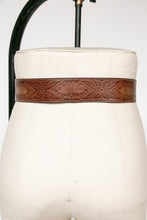 Load image into Gallery viewer, 1970s Thick Stamped Leather Belt Brown Tooled S