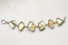 Load image into Gallery viewer, Y2K Vintage Sterling Silver Bracelet Handmade Dichroic Fused Glass Links
