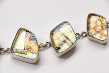 Load image into Gallery viewer, Y2K Vintage Sterling Silver Bracelet Handmade Dichroic Fused Glass Links
