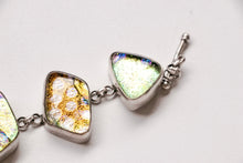 Load image into Gallery viewer, Y2K Vintage Sterling Silver Bracelet Handmade Dichroic Fused Glass Links