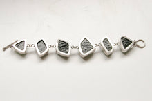 Load image into Gallery viewer, Y2K Vintage Sterling Silver Bracelet Handmade Dichroic Fused Glass Links